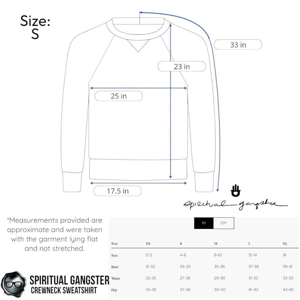 SPIRITUAL GANGSTER WOMEN’S COTTON VARSITY CREWNECK SWEATSHIRT VINTAGE NAVY BLUE - Picture 12 of 12